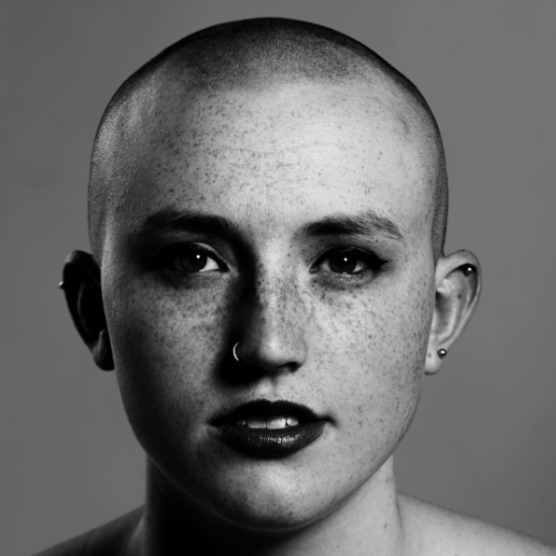 This is a circlular close up image of Caoimhe's face. 